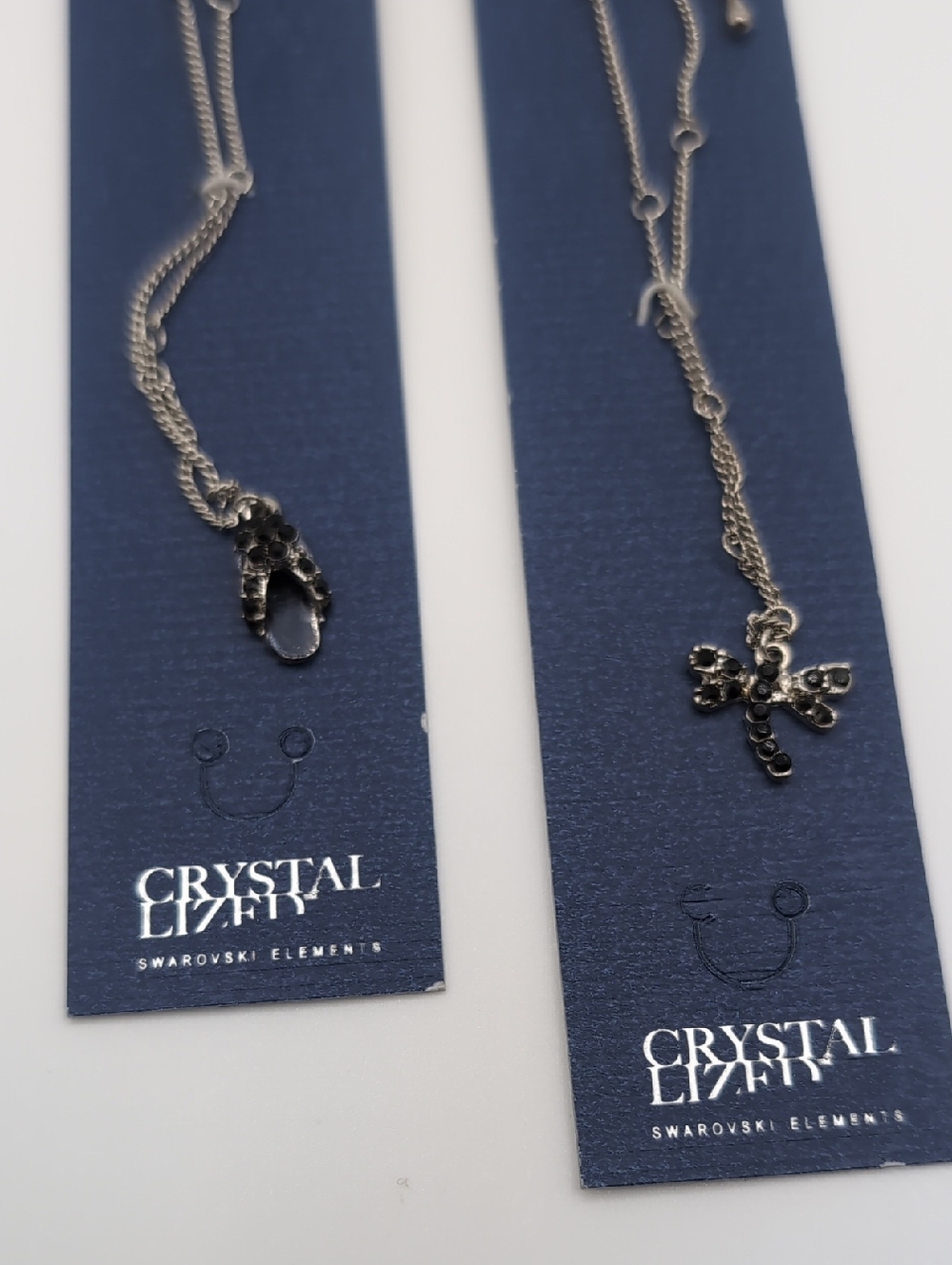 Lot/2 Black Anklet w/ Swarovski Elements Crystal Charm Flipflop & Dragonfly NWT